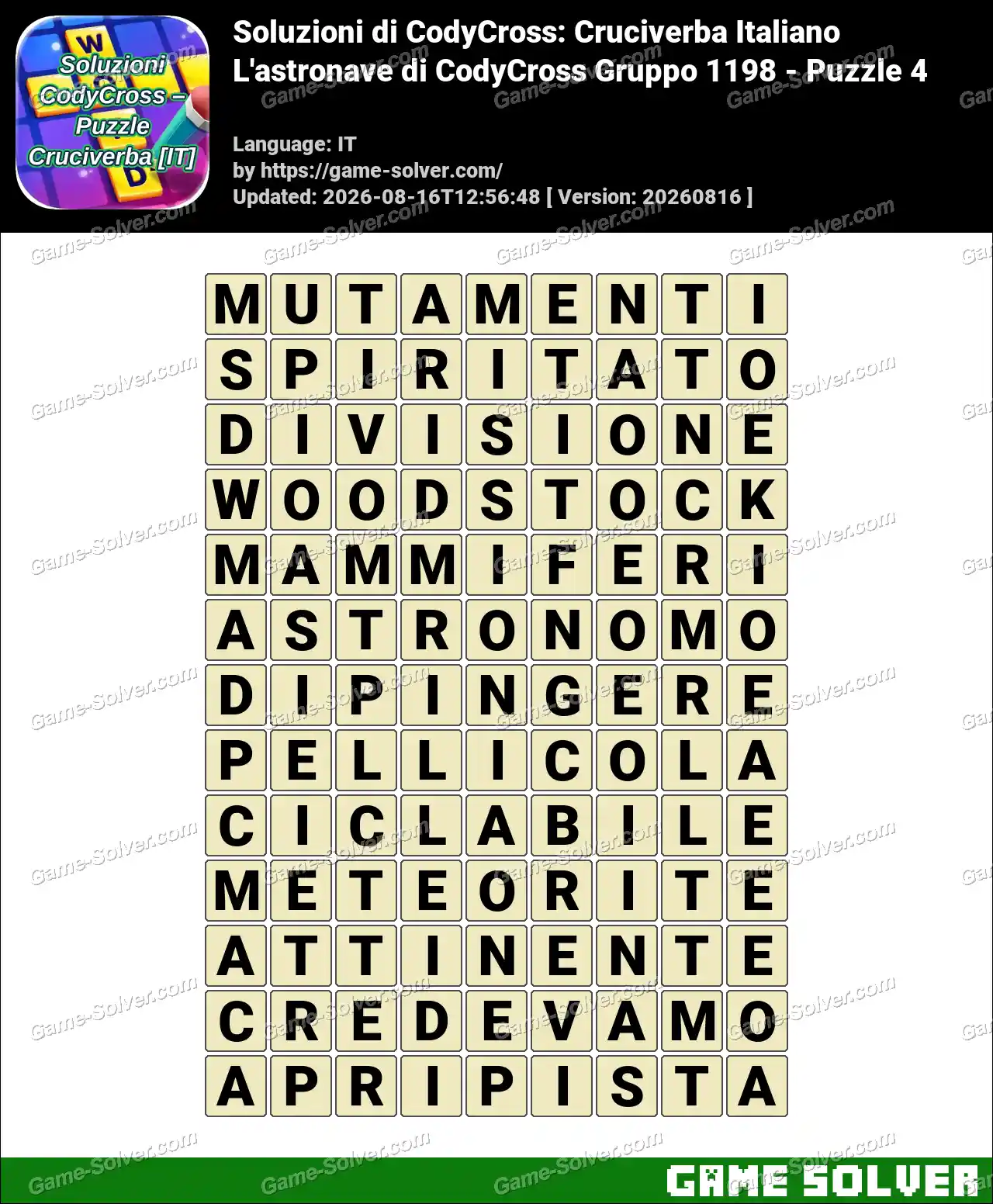 Soluzioni di CodyCross: Cruciverba Italiano L’astronave di CodyCross Gruppo 1198 – Puzzle 4
